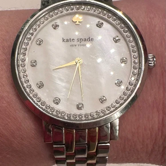 Kate Spade Watch Silver, Gold, Opal Face, Diamond Accents, Elegant, Gently Loved - Picture 15 of 16